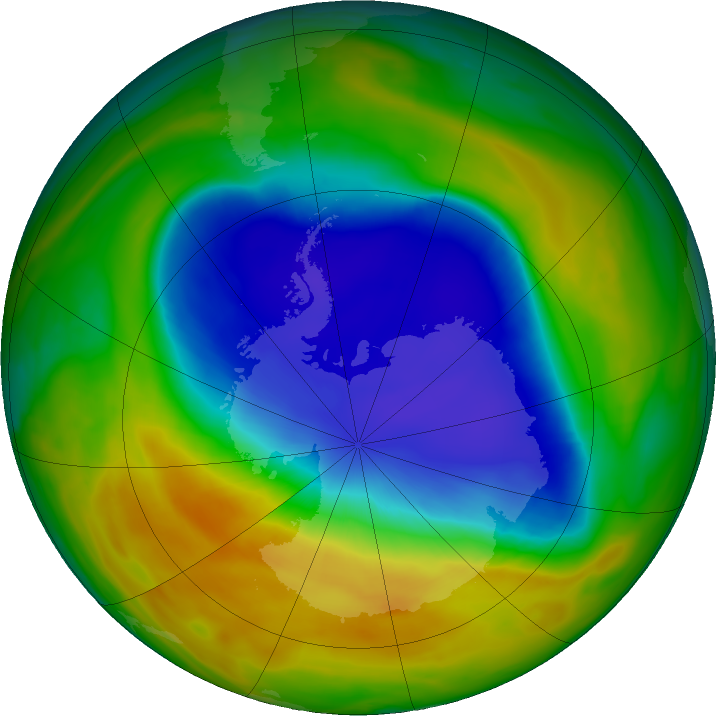 Antarctic ozone map for 22 October 2017